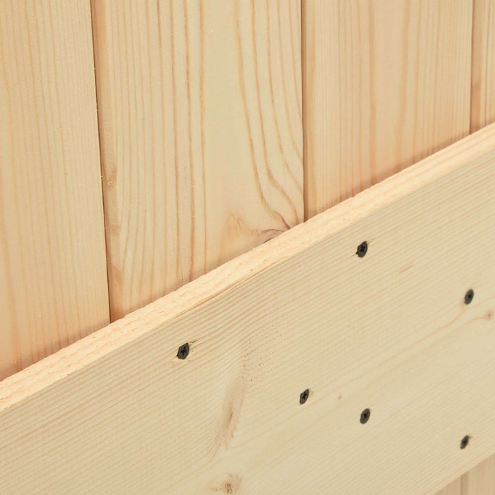 Skjutdörr Naturlig Och Svart 90 X 210 Cm Massiv Furuträdörr