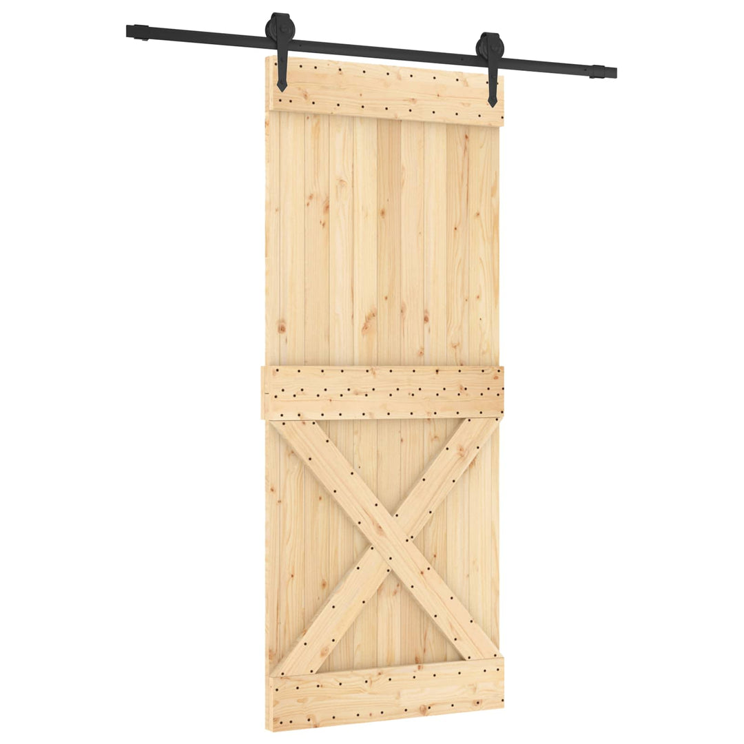 Skjutdörr Naturlig Och Svart 85 X 210 Cm Massiv Furuträdörr