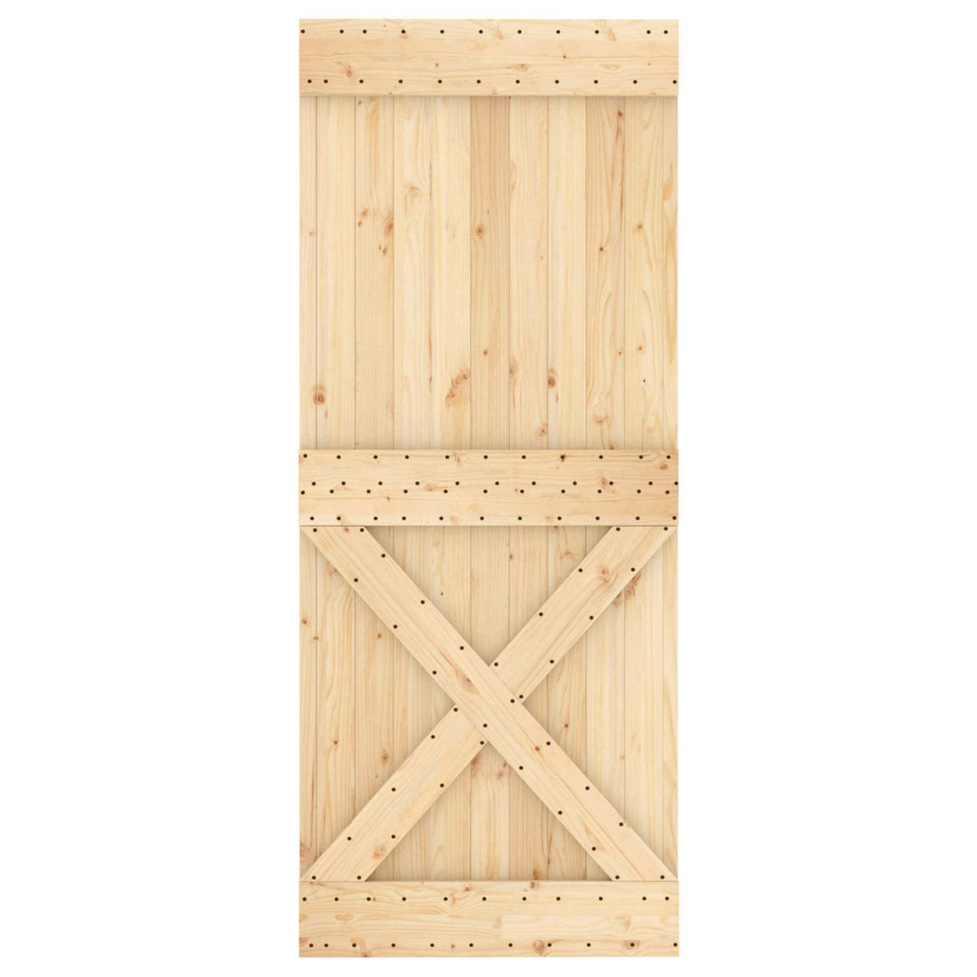 Skjutdörr Naturlig Och Svart 85 X 210 Cm Massiv Furuträdörr