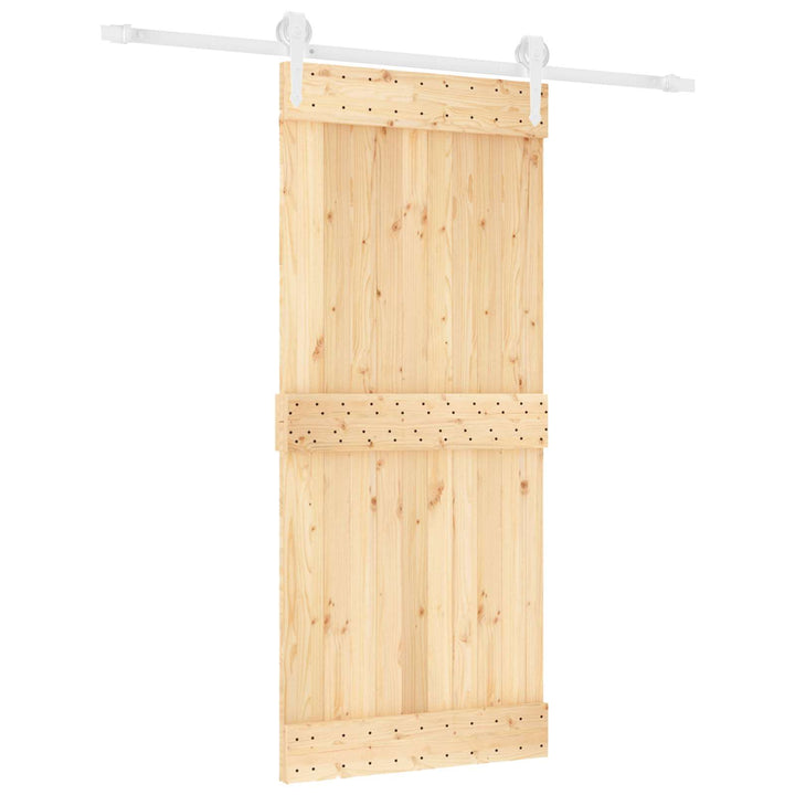 Skjutdörr Naturlig Och Vit 90 X 210 Cm Massiv Furuträdörr