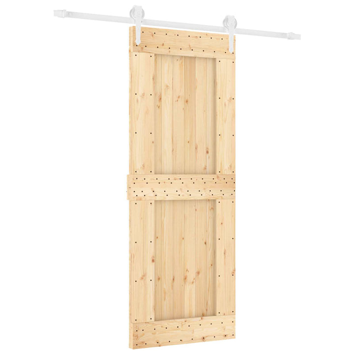 Skjutdörr Naturlig Och Vit 80 X 210 Cm Massiv Furuträdörr