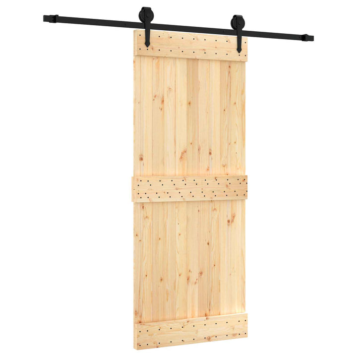 Skjutdörr Naturlig Och Svart 85 X 210 Cm Massiv Furuträdörr