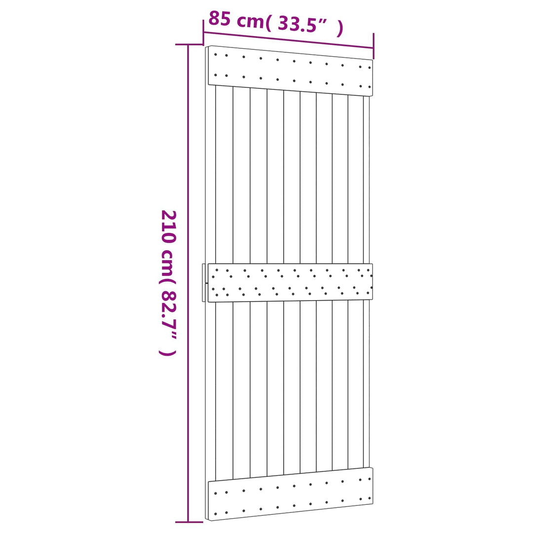 Skjutdörr Naturlig Och Svart 85 X 210 Cm Massiv Furuträdörr