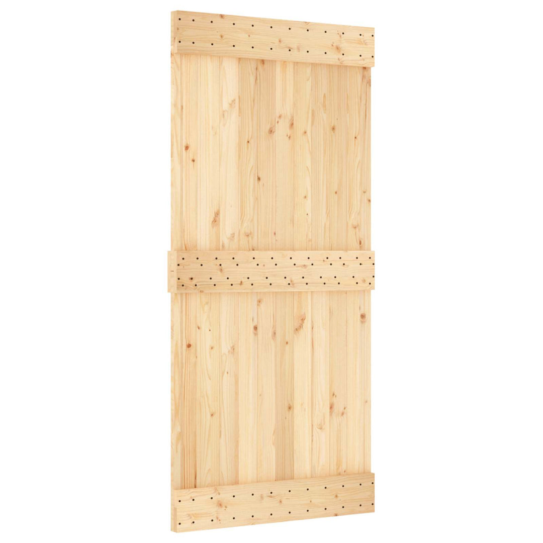 Skjutdörr Naturlig Och Svart 95 X 210 Cm Massiv Furuträdörr