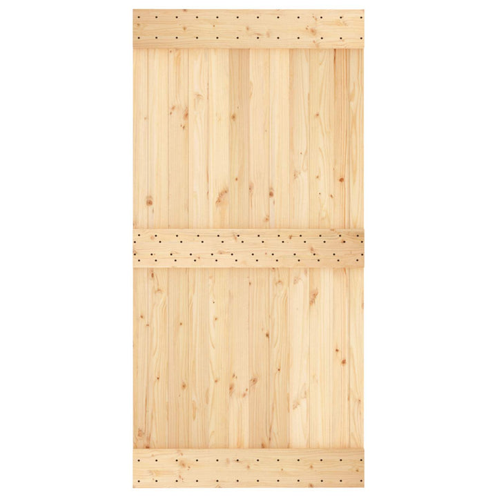Skjutdörr Naturlig Och Svart 100 X 210 Cm Massiv Furuträdörr