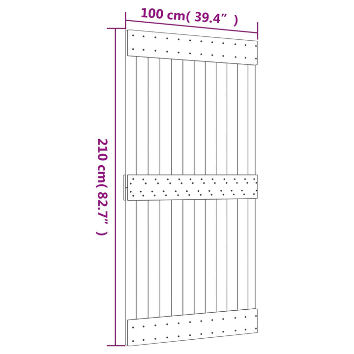 Skjutdörr Naturlig Och Svart 100 X 210 Cm Massiv Furuträdörr