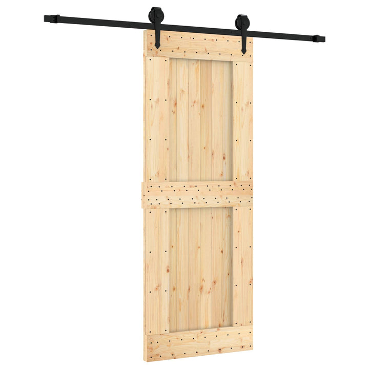 Skjutdörr Naturlig Och Svart 80 X 210 Cm Massiv Furuträdörr