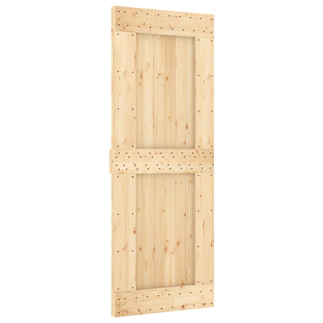 Skjutdörr Naturlig Och Svart 80 X 210 Cm Massiv Furuträdörr