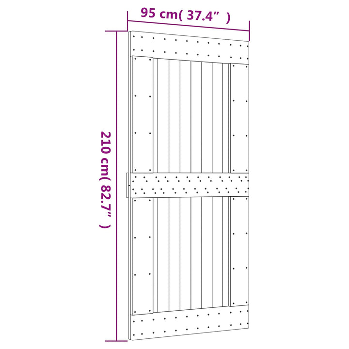 Skjutdörr Naturlig Och Svart 95 X 210 Cm Massiv Furuträdörr