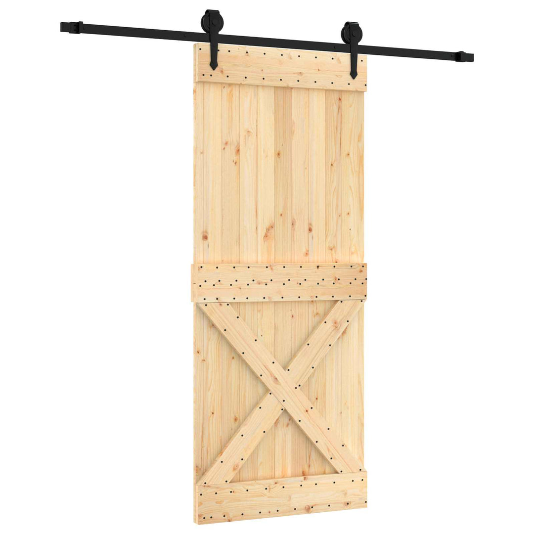 Skjutdörr Naturlig Och Svart 85 X 210 Cm Massiv Furuträdörr