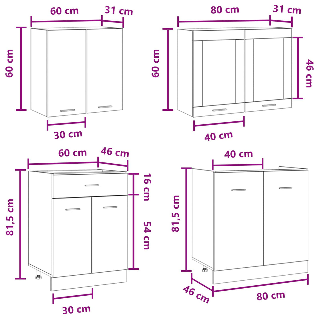Köksenhet Lyon 4 Pcs Betonggrå Konstruerat Trä