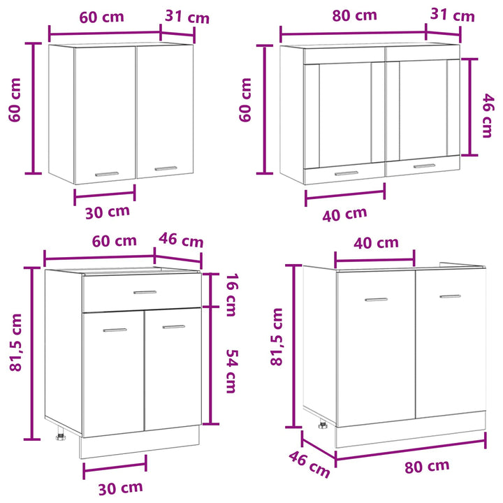 Köksenhet Lyon 4 Pcs Betonggrå Konstruerat Trä