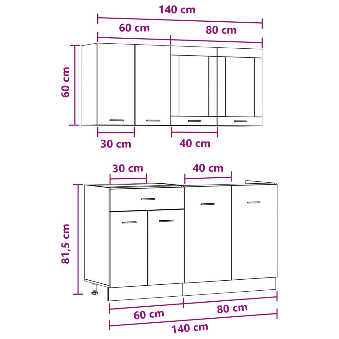 Köksenhet Lyon 4 Pcs Betonggrå Konstruerat Trä