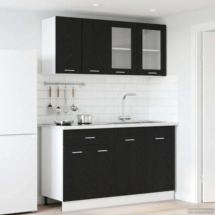 Köksenhet Lyon 4 Pcs Svart Ek Konstruerat Trä