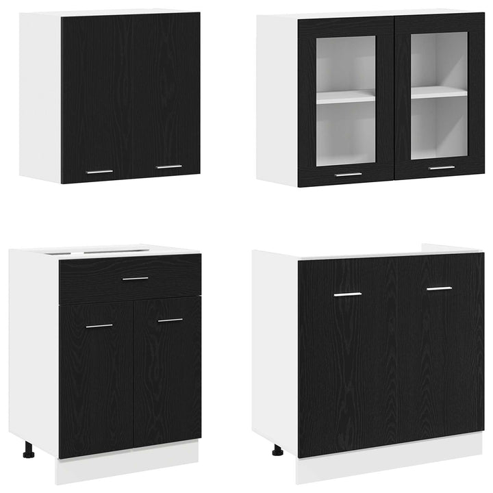Köksenhet Lyon 4 Pcs Svart Ek Konstruerat Trä