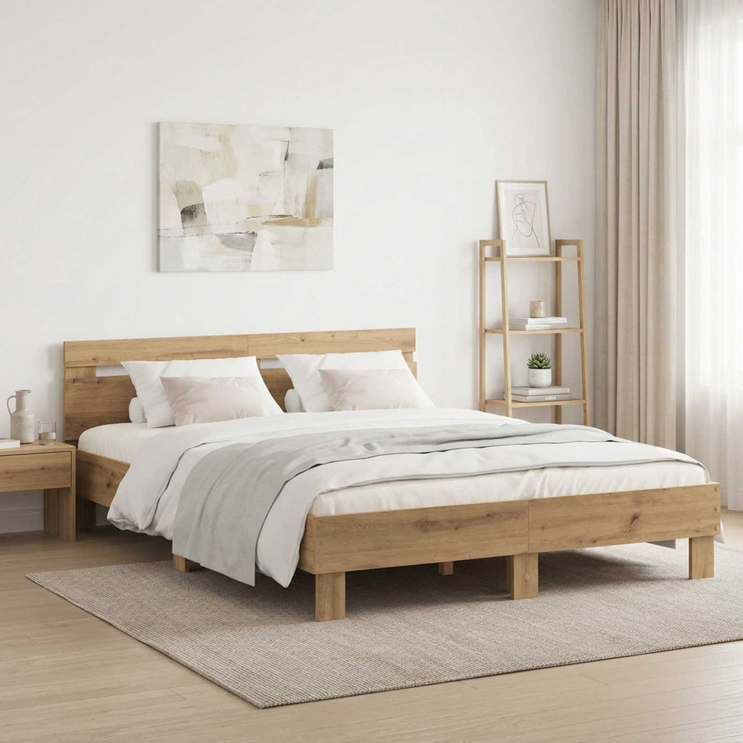 Sängram Artisan-Ek 140 X 190 Cm Konstruerat Trä