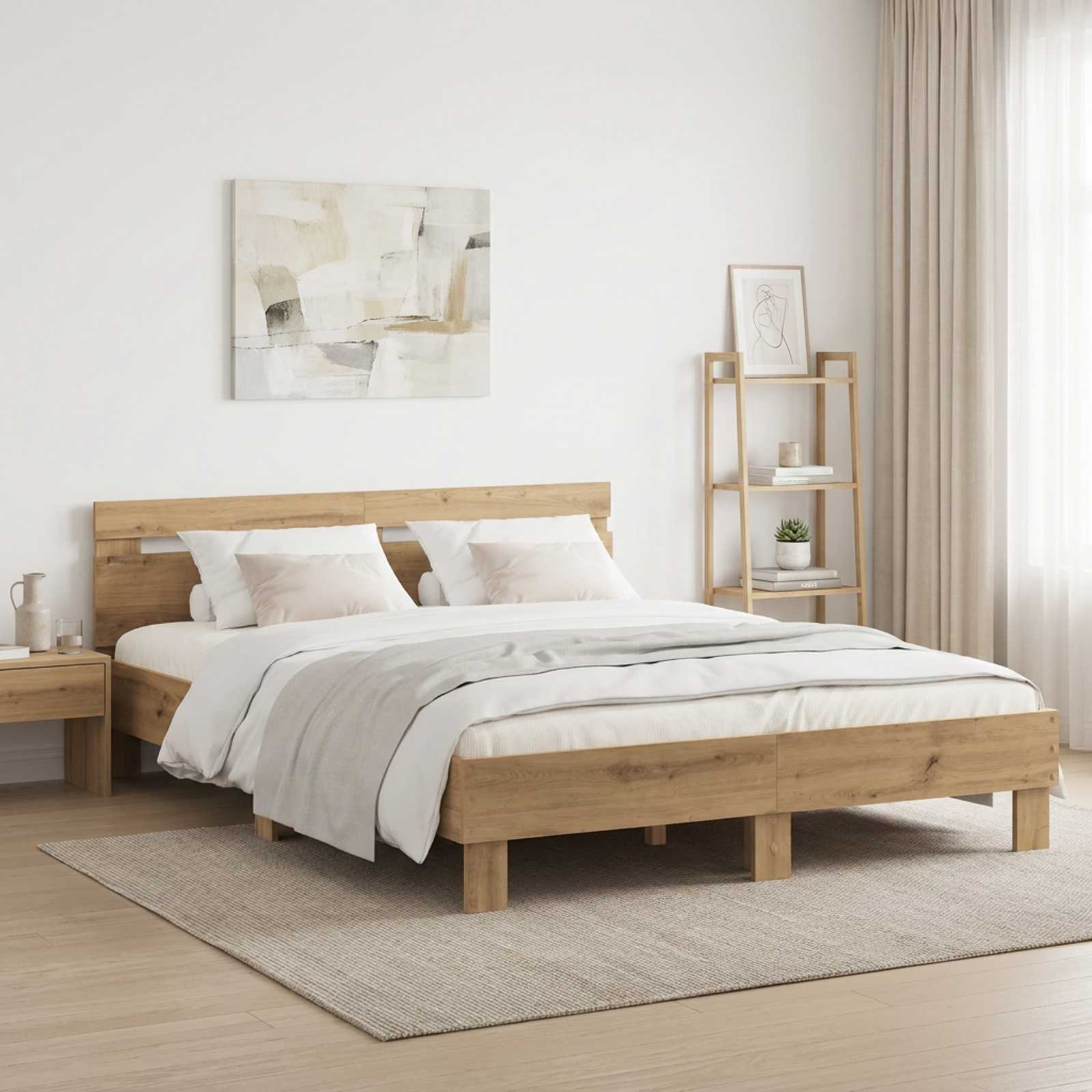 Sängram Artisan-Ek 140 X 190 Cm Konstruerat Trä