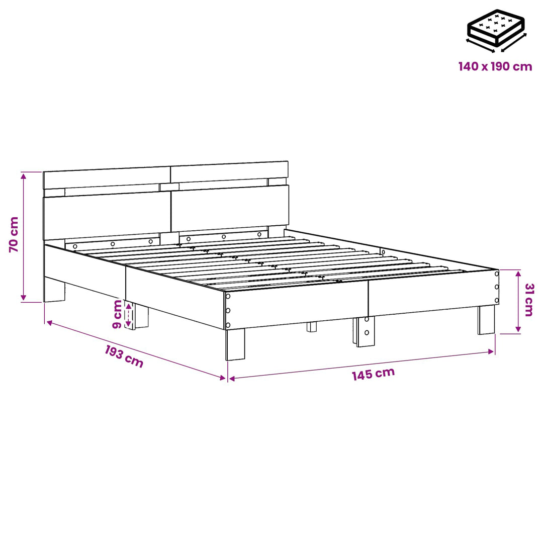 Sängram Artisan-Ek 140 X 190 Cm Konstruerat Trä