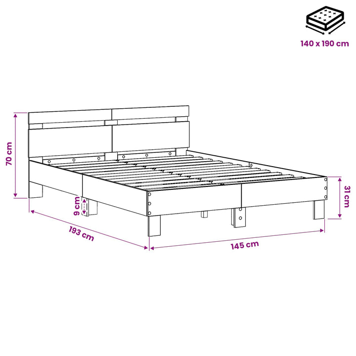 Sängram Artisan-Ek 140 X 190 Cm Konstruerat Trä
