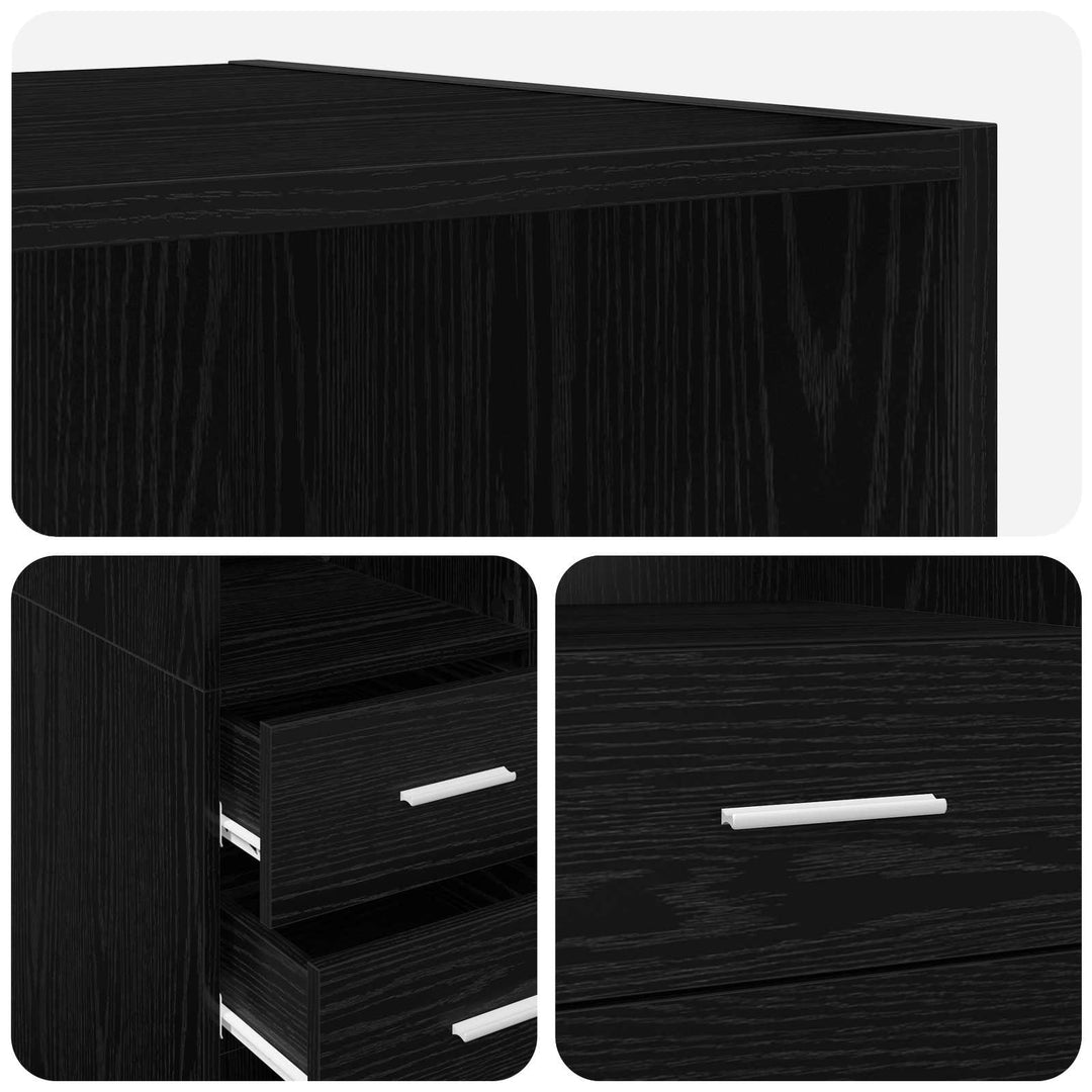 Bokhylla Svart Ek 30 X 42.4 X 185.2 Cm