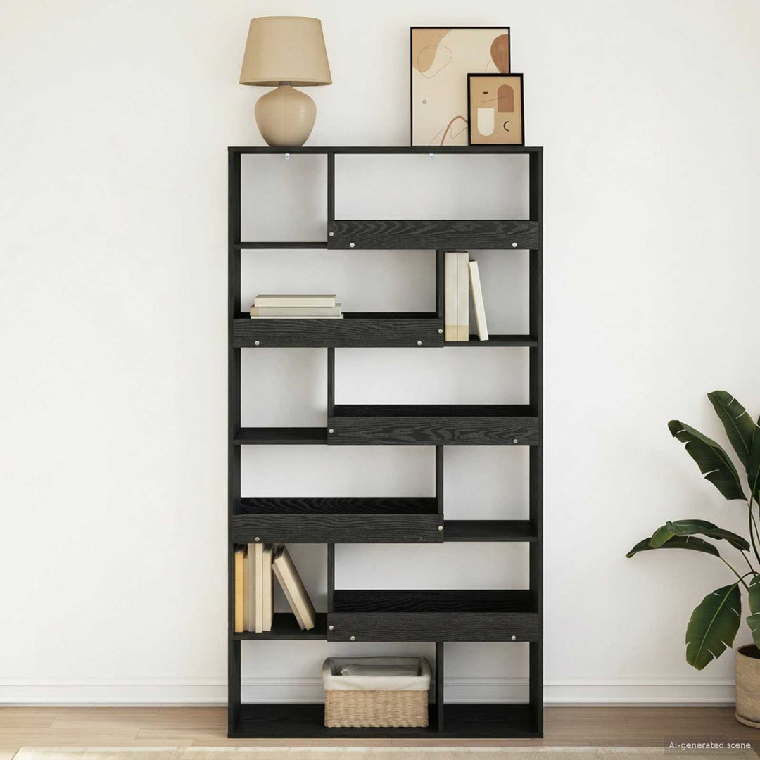 Bokhylla Svart Ek 100 X 33 X 156,5 Cm Konstruerat Trä