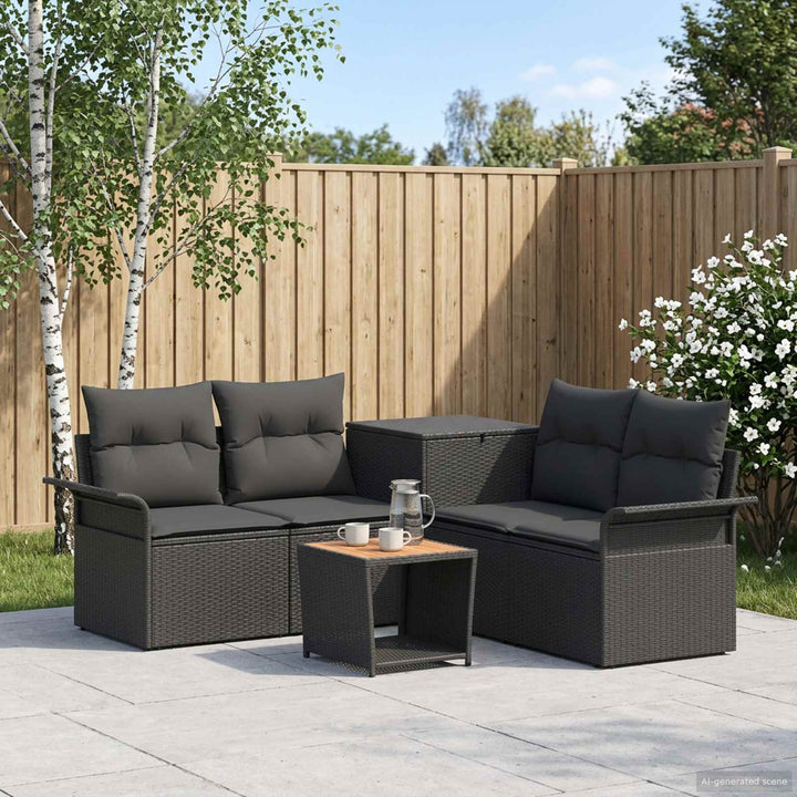 Soffset 6 St Svart Poly Rattan Och Stål