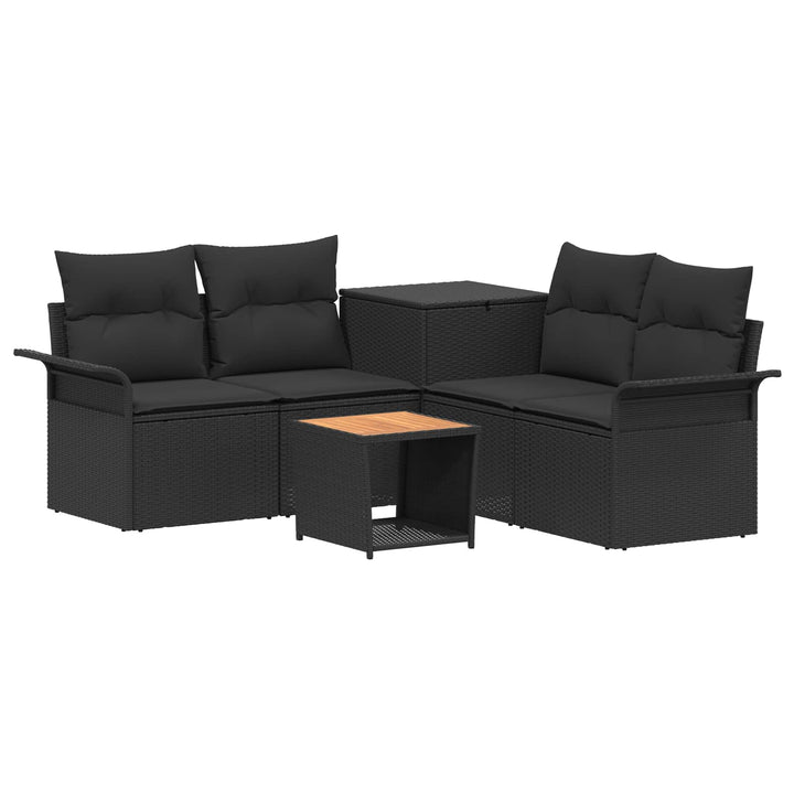 Soffset 6 St Svart Poly Rattan Och Stål