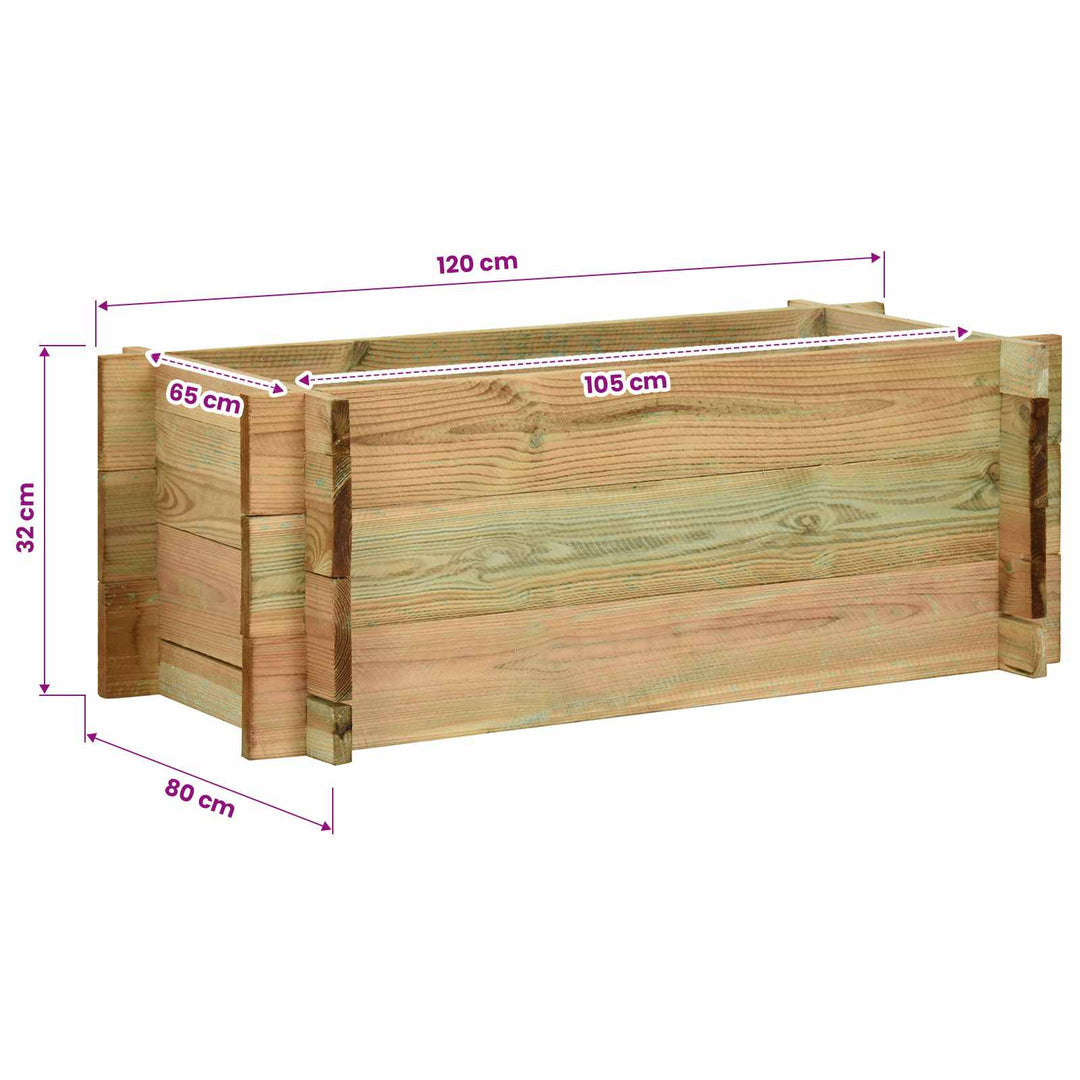 Trädgårdsupphöjd Grönsaksbädd Grön 120 X 80 X 32 Cm Massiv Furu