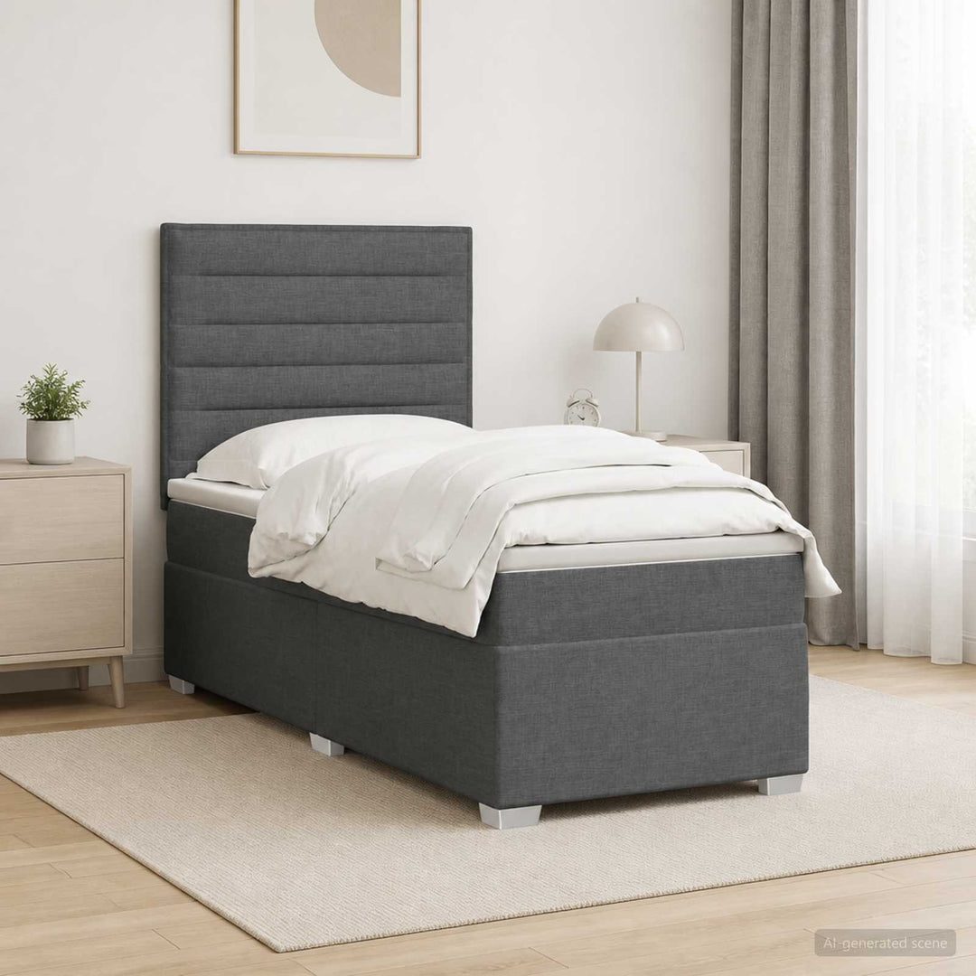 Boxspring Säng Med Madrass Och Led 90 X 190 Cm Tyg