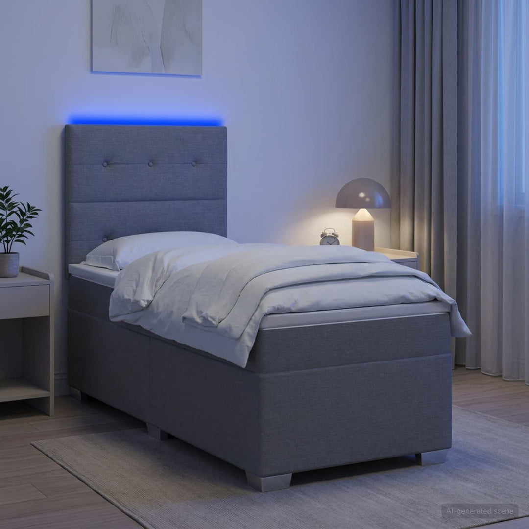 Boxspring Säng Med Madrass Och Led 90 X 190 Cm Tyg