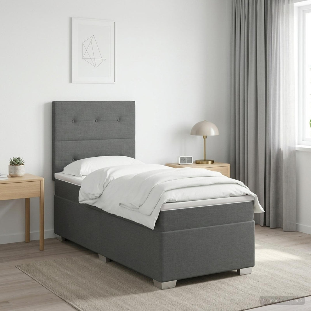 Boxspring Säng Med Madrass Och Led 90 X 190 Cm Tyg