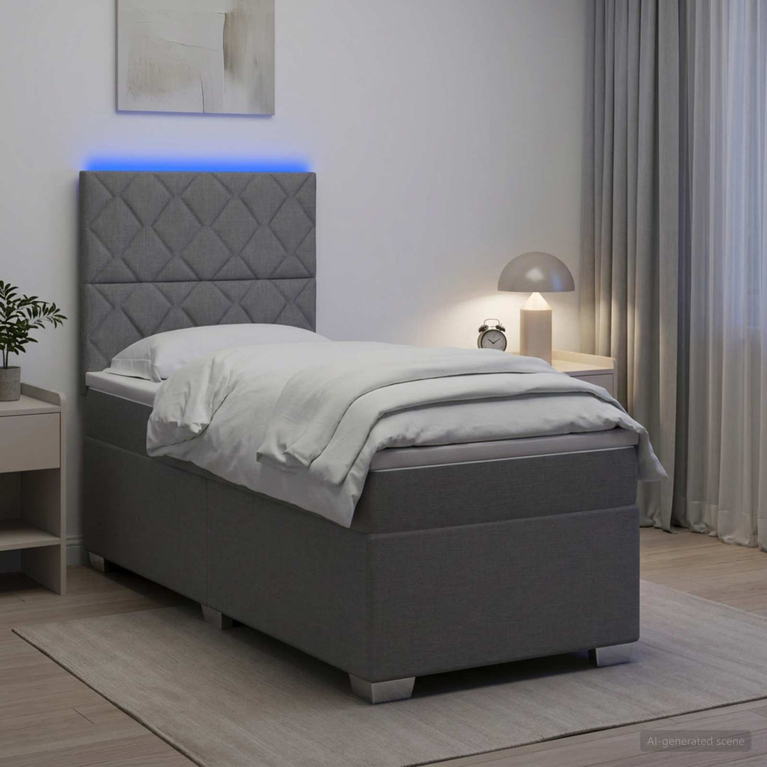 Boxspring Säng Med Madrass Och Led 90 X 190 Cm Tyg