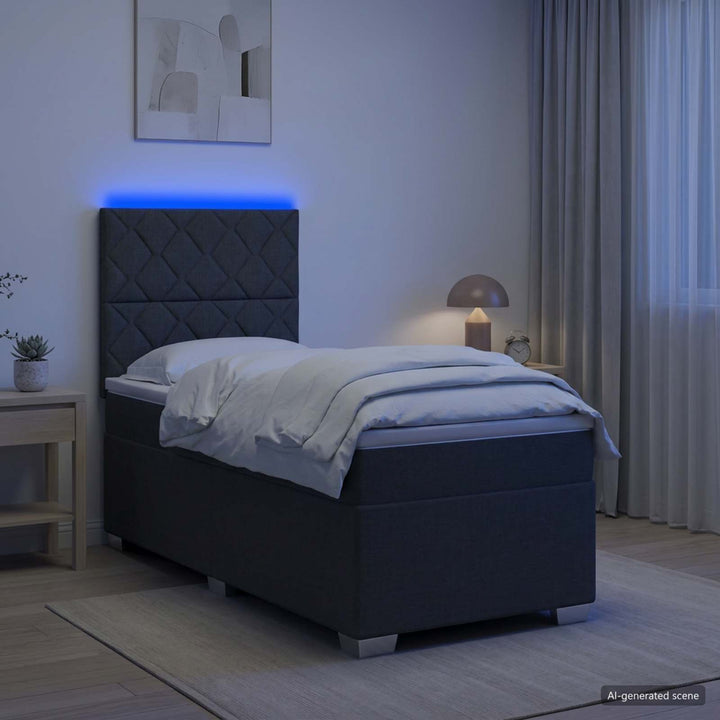 Boxspring Säng Med Madrass Och Led 90 X 190 Cm Tyg