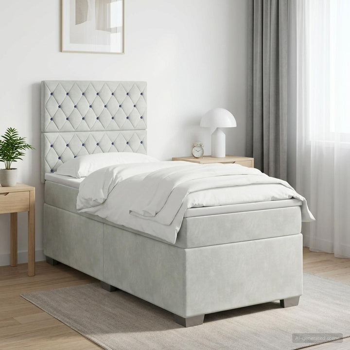 Boxspring Säng Med Madrass Och Led 90 X 190 Cm Sammet