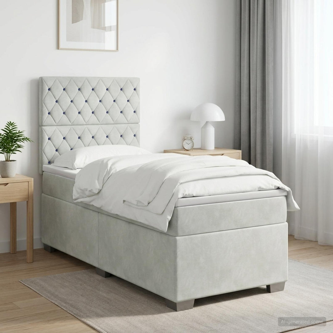 Boxspring Säng Med Madrass Och Led 90 X 190 Cm Sammet