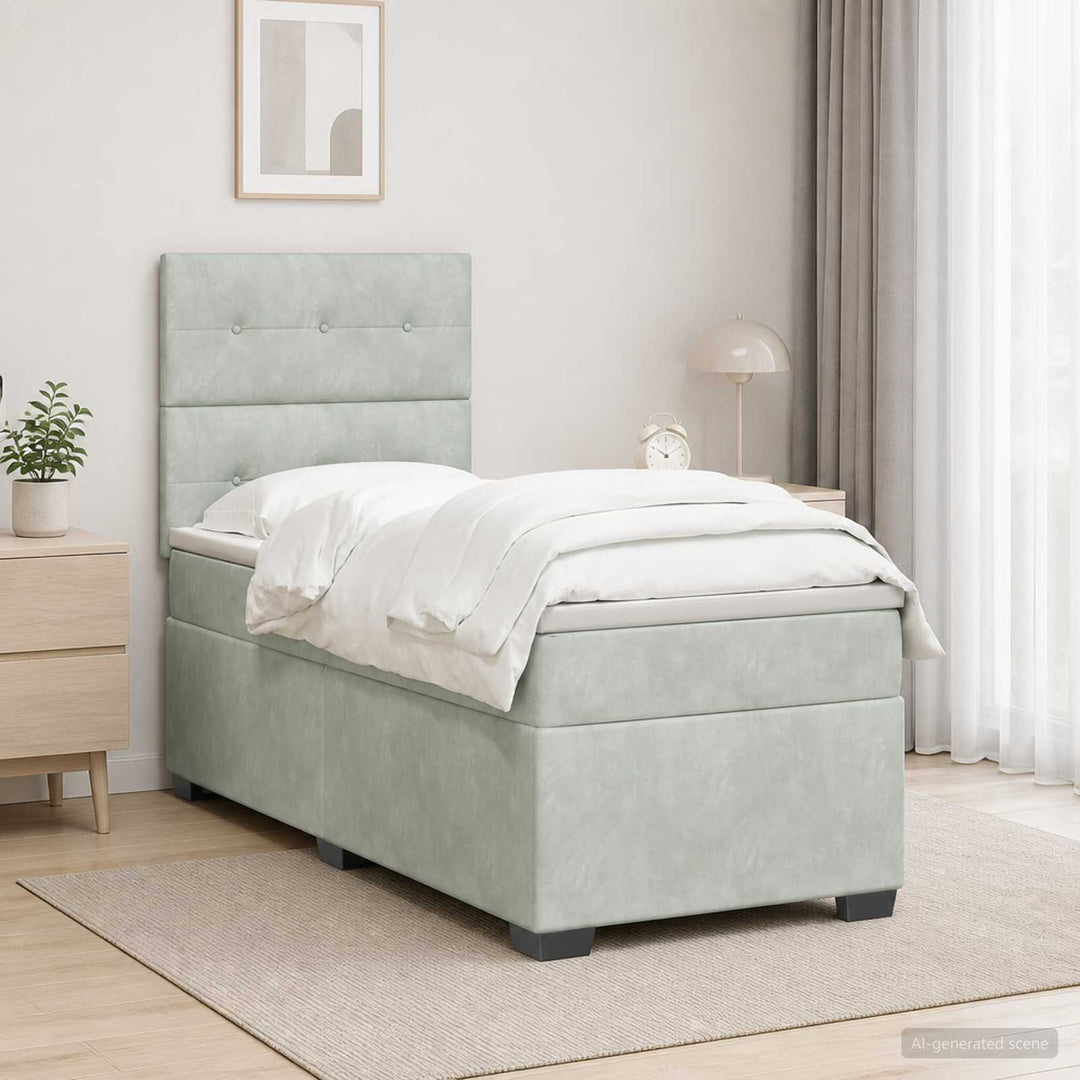 Boxspring Säng Med Madrass Och Led 90 X 190 Cm Sammet