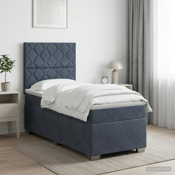 Boxspring Säng Med Madrass Och Led 90 X 190 Cm Sammet