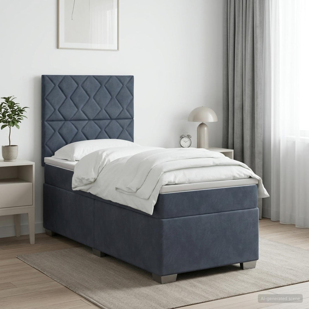 Boxspring Säng Med Madrass Och Led 90 X 190 Cm Sammet