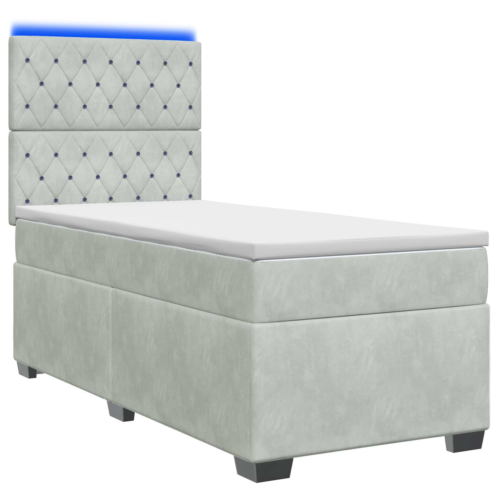 Boxspring Säng Med Madrass Och Led 90 X 190 Cm Sammet