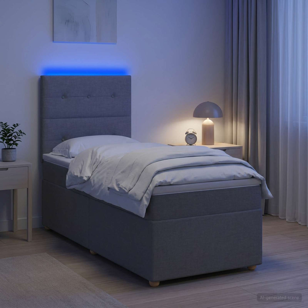 Led Sängram Med Madrass Med Huvudgavel 90 X 190 Cm Tyg