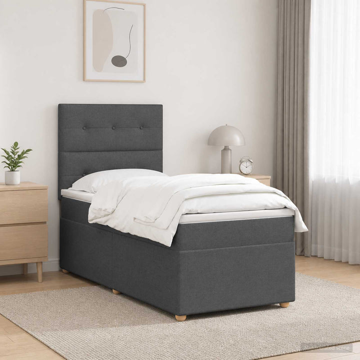 Led Sängram Med Madrass Med Huvudgavel 90 X 190 Cm Tyg