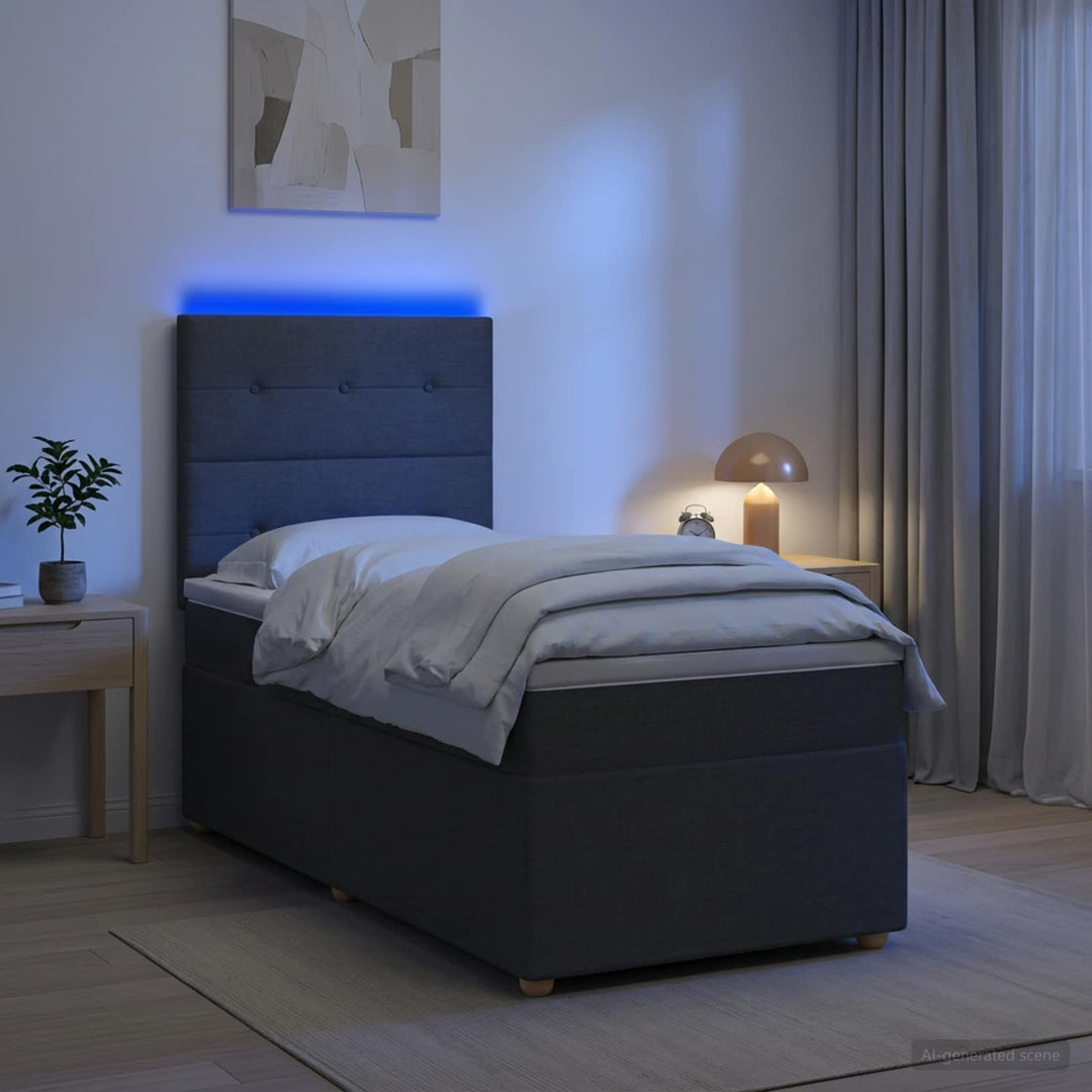 Led Sängram Med Madrass Med Huvudgavel 90 X 190 Cm Tyg