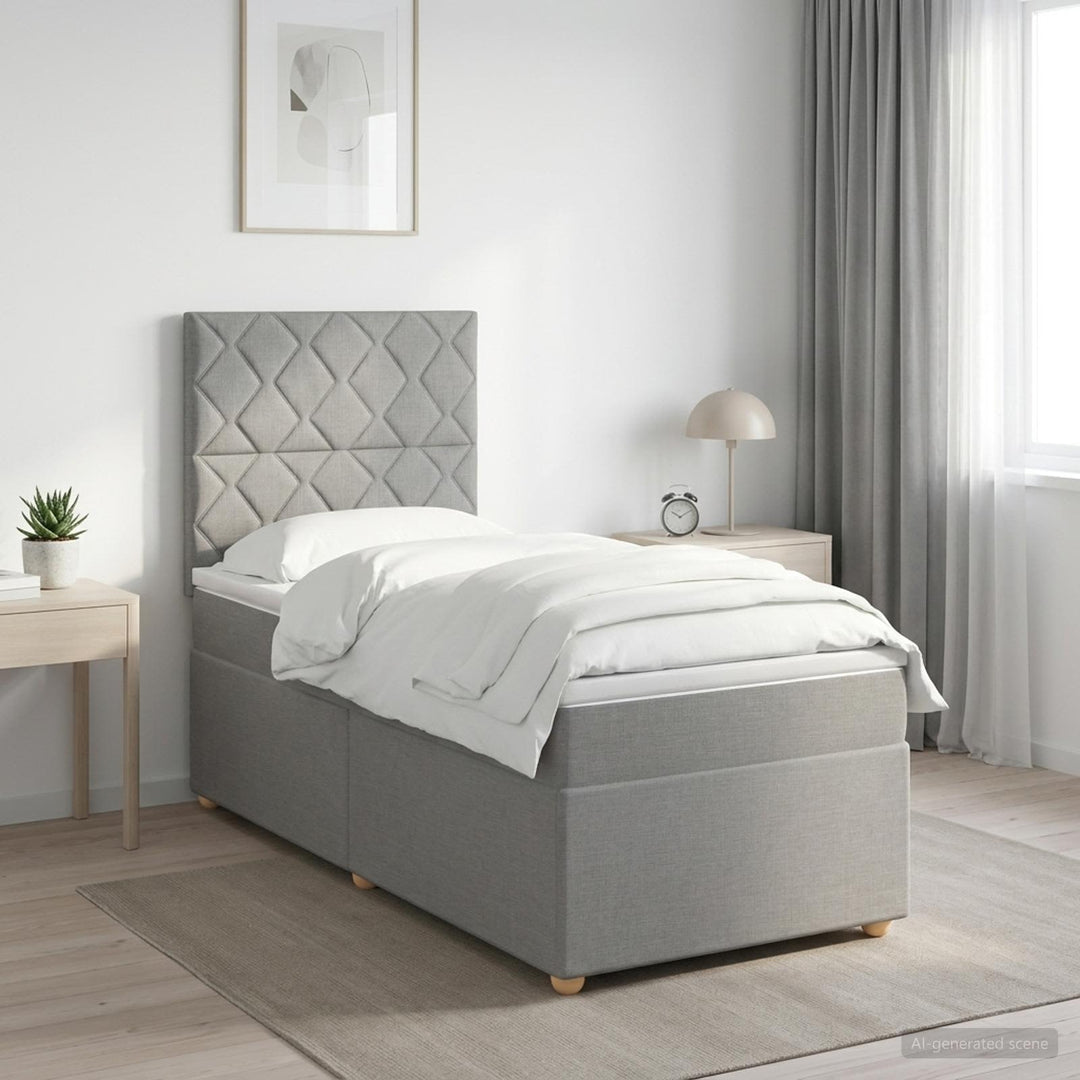Led Sängram Med Madrass Med Huvudgavel 90 X 190 Cm Tyg