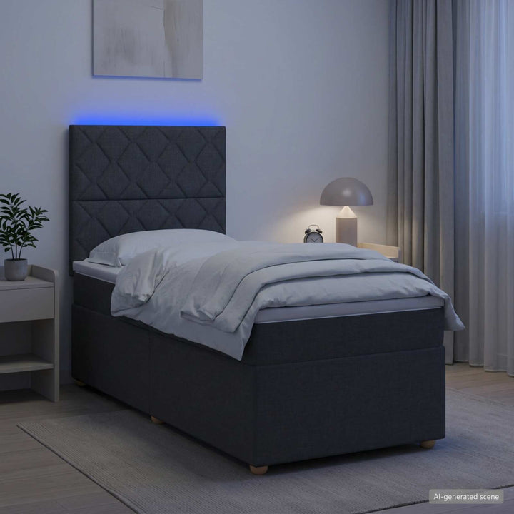 Led Sängram Med Madrass Med Huvudgavel 90 X 190 Cm Tyg