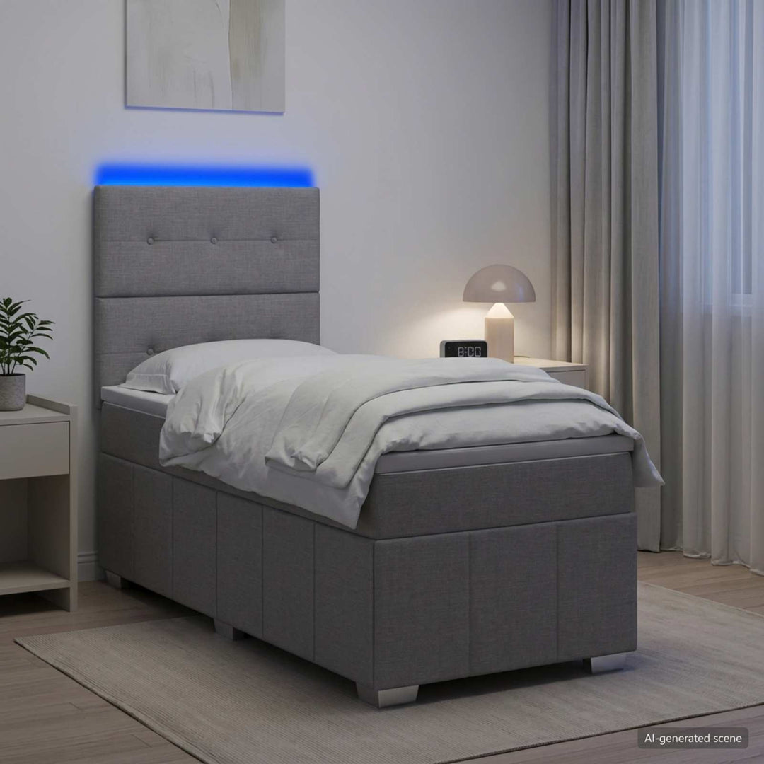Led Sängram Med Madrass Med Huvudgavel 90 X 190 Cm Tyg