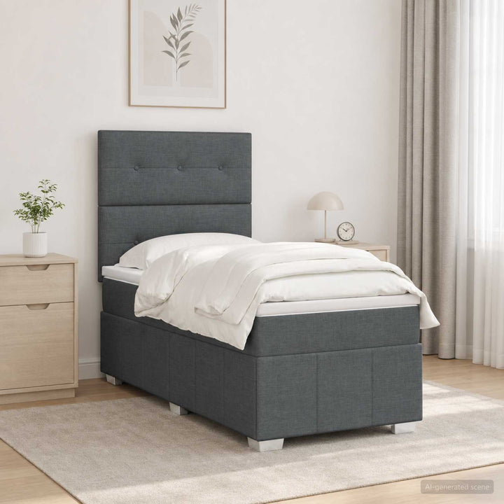 Led Sängram Med Madrass Med Huvudgavel 90 X 190 Cm Tyg