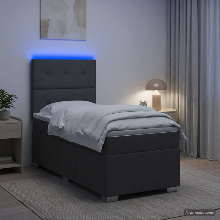 Led Sängram Med Madrass Med Huvudgavel 90 X 190 Cm Tyg