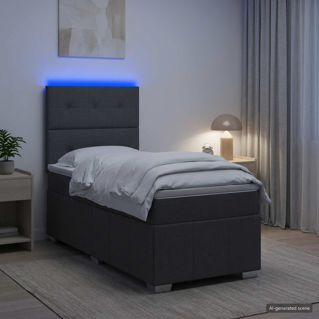 Led Sängram Med Madrass Med Huvudgavel 90 X 190 Cm Tyg