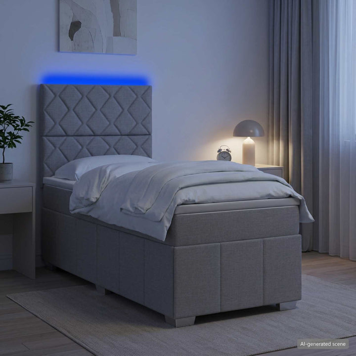 Led Sängram Med Madrass Med Huvudgavel 90 X 190 Cm Tyg