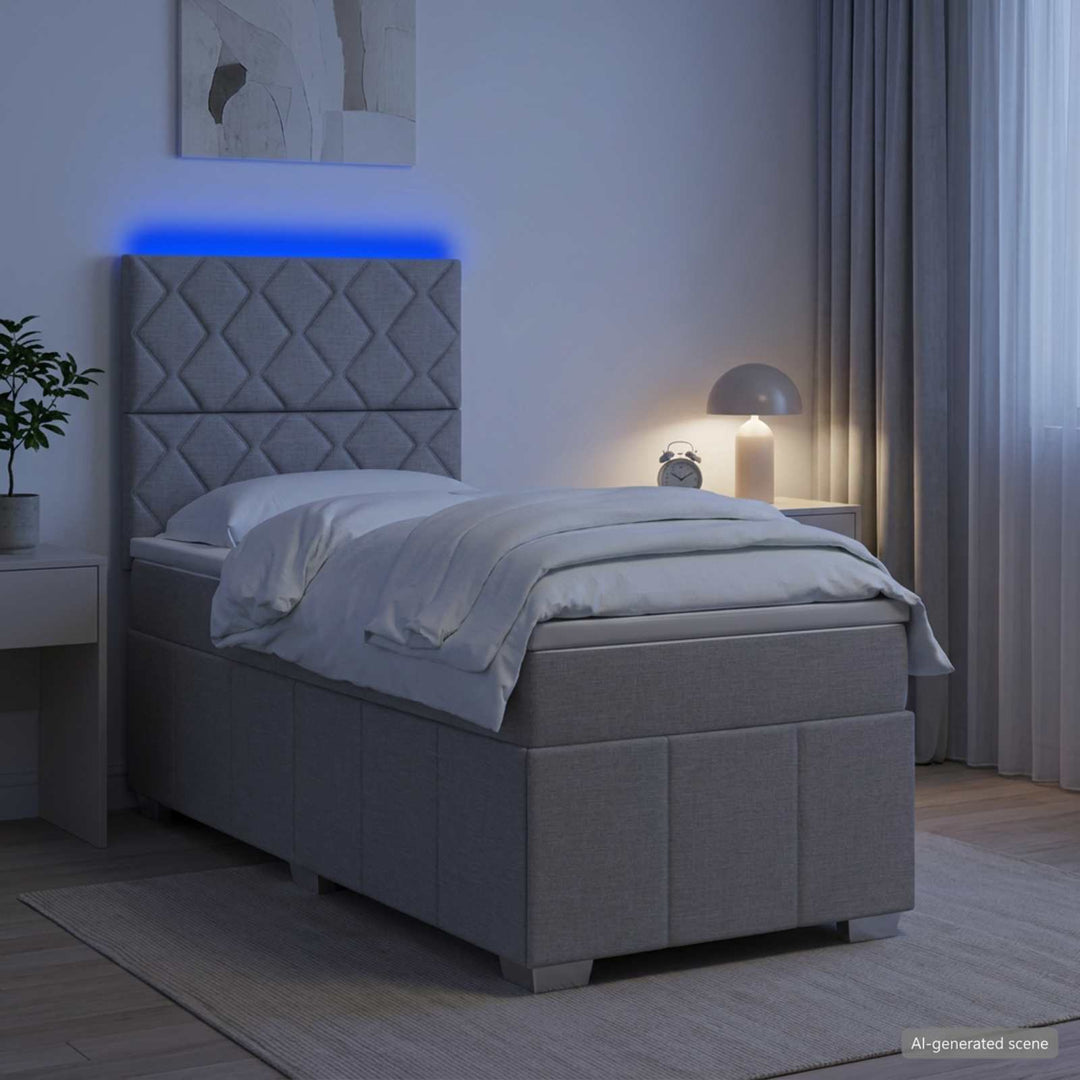 Led Sängram Med Madrass Med Huvudgavel 90 X 190 Cm Tyg
